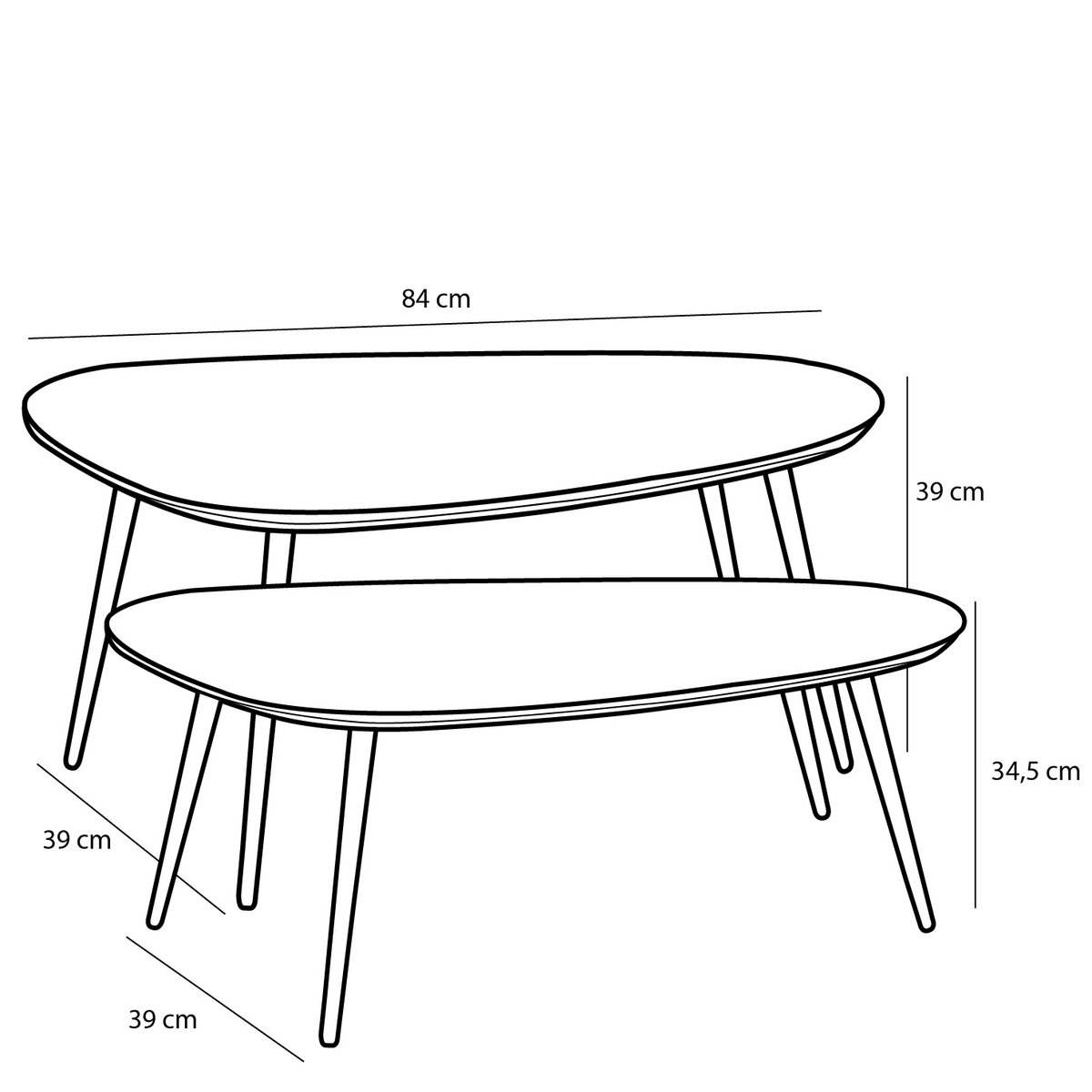 KantoormeubelenPlus Jailey Bijzettafel - Set van 2 - L84 x B39 x H39 cm - Gerecycled Hout - Zwart
