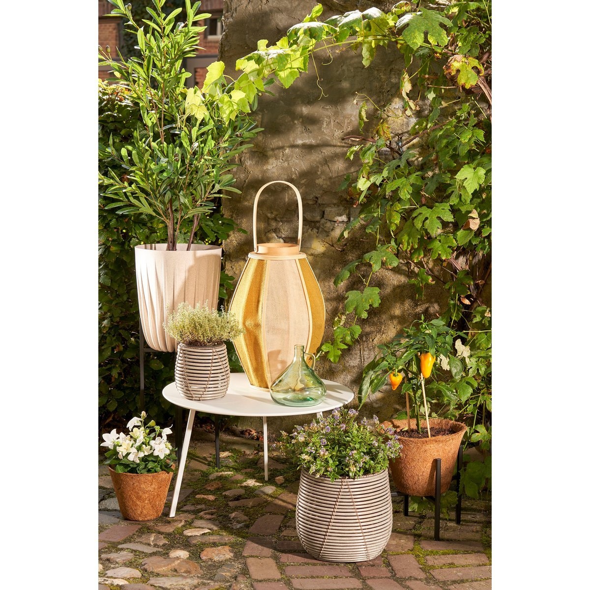 KantoormeubelenPlus Roger Lantaarn - H45 x Ø32 cm - Jute - Beige, Bruin
