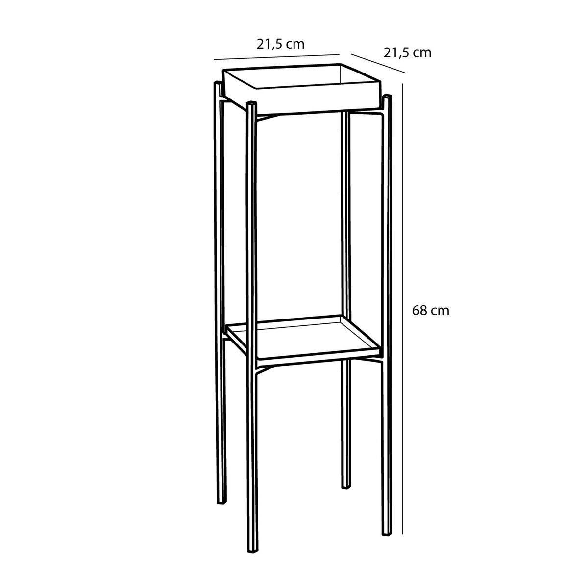 KantoormeubelenPlus Dacia Plantenstandaard - L21,5 x B21,5 x H68 cm - Metaal - Groen