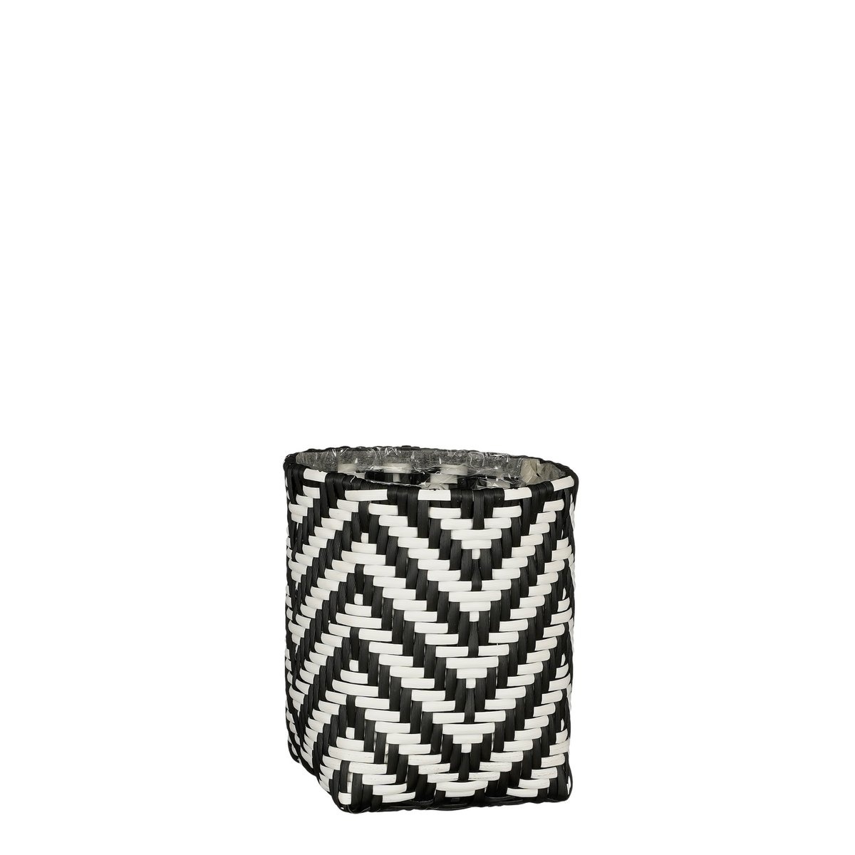 KantoormeubelenPlus Merlijn Plantenmand voor Buiten - Set van 3 - H26 x Ø24 cm - Gerecycled Plastic - Zwart, Wit