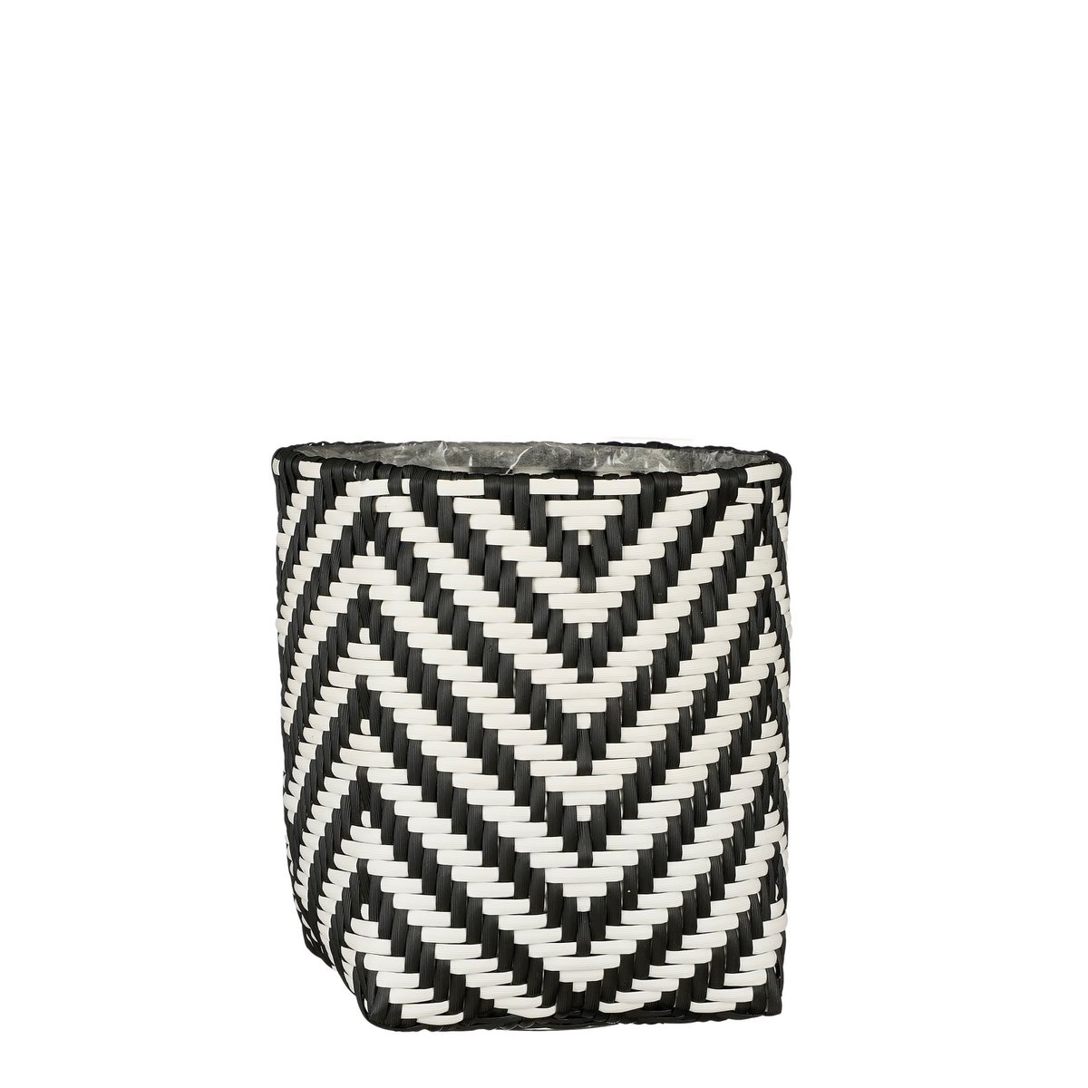 KantoormeubelenPlus Merlijn Plantenmand voor Buiten - Set van 3 - H26 x Ø24 cm - Gerecycled Plastic - Zwart, Wit