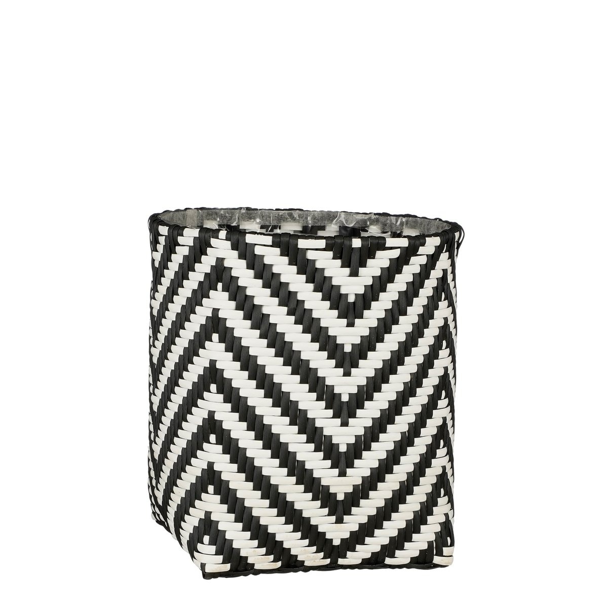 KantoormeubelenPlus Merlijn Plantenmand voor Buiten - Set van 3 - H26 x Ø24 cm - Gerecycled Plastic - Zwart, Wit