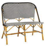 KantoormeubelenPlus Mandox Bank voor Buiten - L98 x B60 x H93 cm - Rotan - Zwart, Wit