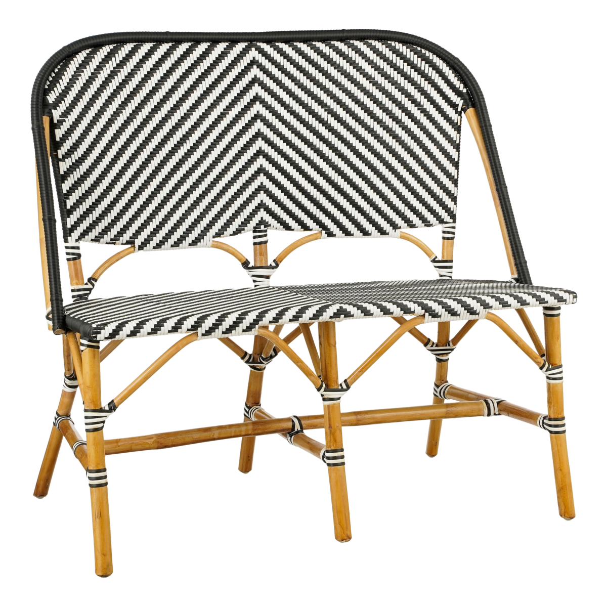 KantoormeubelenPlus Mandox Bank voor Buiten - L98 x B60 x H93 cm - Rotan - Zwart, Wit