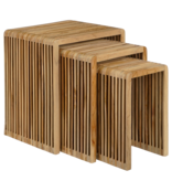KantoormeubelenPlus Yonker Bijzettafel - Set van 3 - L44 x B34 x H50 cm - Gerecycled Hout - Bruin