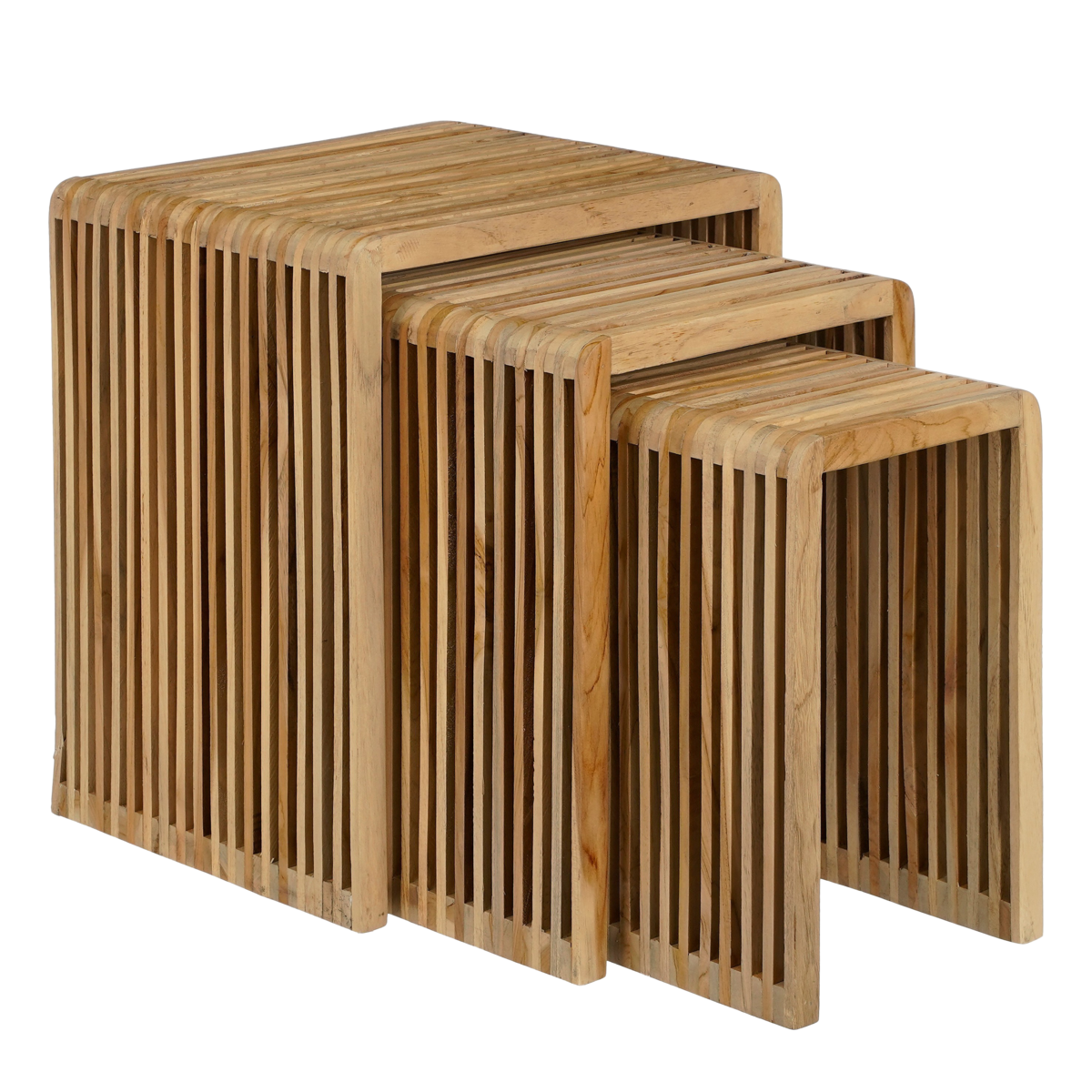 KantoormeubelenPlus Yonker Bijzettafel - Set van 3 - L44 x B34 x H50 cm - Gerecycled Hout - Bruin