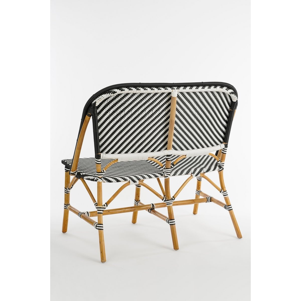 KantoormeubelenPlus Mandox Bank voor Buiten - L98 x B60 x H93 cm - Rotan - Zwart, Wit