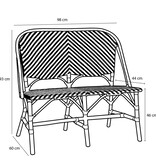 KantoormeubelenPlus Mandox Bank voor Buiten - L98 x B60 x H93 cm - Rotan - Zwart, Wit