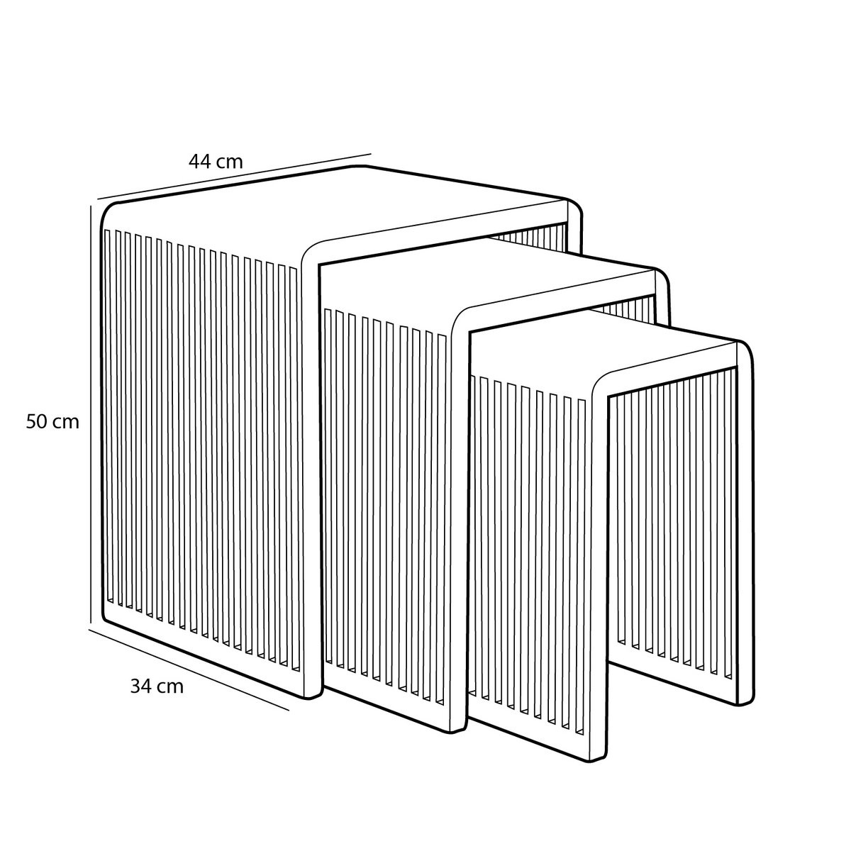 KantoormeubelenPlus Yonker Bijzettafel - Set van 3 - L44 x B34 x H50 cm - Gerecycled Hout - Bruin