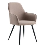 KantoormeubelenPlus Harbo Dining Chair - Eetkamerstoel, steen met zwarte poten, HN1231