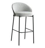 Canelas Bar Chair - Barstoel, lichtgrijs met donkerbruine rugleuning en zwarte poten