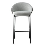 Canelas Bar Chair - Barstoel, lichtgrijs met donkerbruine rugleuning en zwarte poten