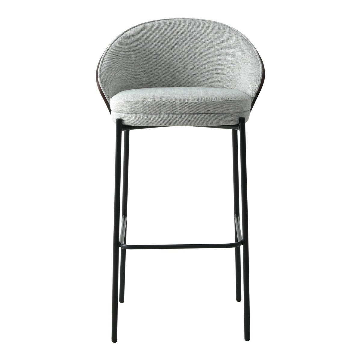 KantoormeubelenPlus Canelas Bar Chair - Barstoel, lichtgrijs met donkerbruine rugleuning en zwarte poten