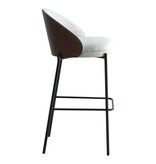 KantoormeubelenPlus Canelas Bar Chair - Barstoel, lichtgrijs met donkerbruine rugleuning en zwarte poten
