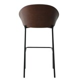 KantoormeubelenPlus Canelas Bar Chair - Barstoel, lichtgrijs met donkerbruine rugleuning en zwarte poten