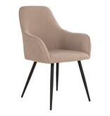 KantoormeubelenPlus Harbo Dining Chair - Eetkamerstoel in bouclé, beige met zwarte poten, HN1233