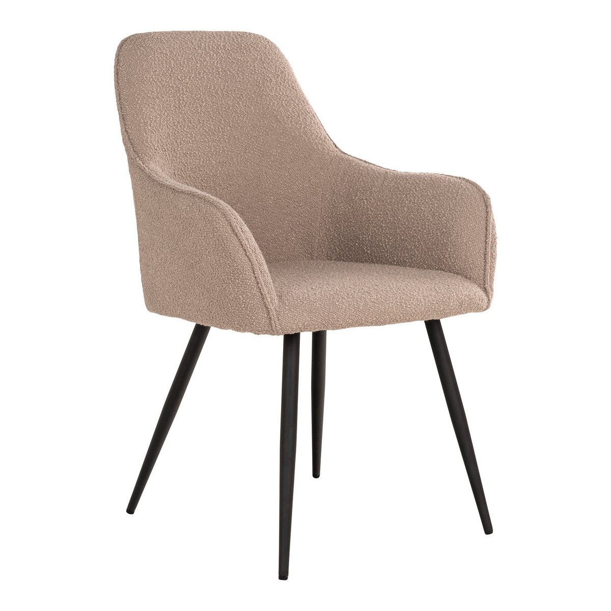 Harbo Dining Chair - Eetkamerstoel in bouclé, beige met zwarte poten, HN1233