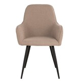 Harbo Dining Chair - Eetkamerstoel in bouclé, beige met zwarte poten, HN1233