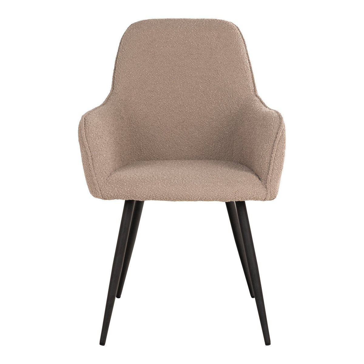 Harbo Dining Chair - Eetkamerstoel in bouclé, beige met zwarte poten, HN1233