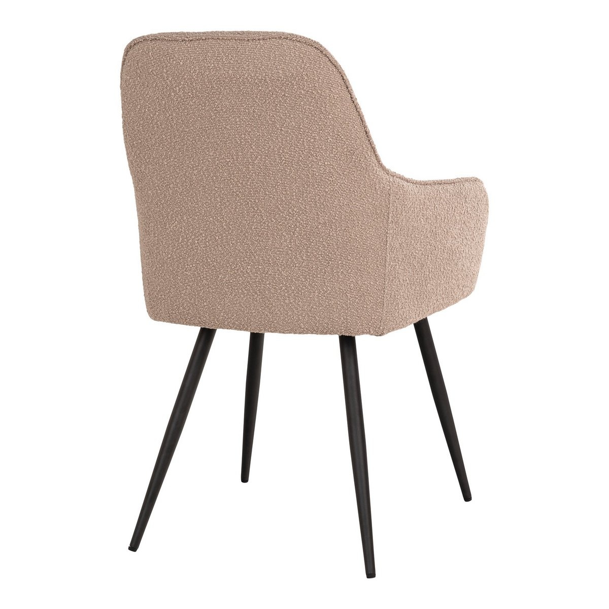 Harbo Dining Chair - Eetkamerstoel in bouclé, beige met zwarte poten, HN1233
