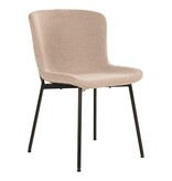KantoormeubelenPlus Maceda Dining Chair - Eetkamerstoel in bouclé, beige met zwarte poten