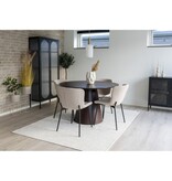 KantoormeubelenPlus Maceda Dining Chair - Eetkamerstoel in bouclé, beige met zwarte poten