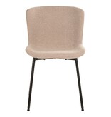 Maceda Dining Chair - Eetkamerstoel in bouclé, beige met zwarte poten
