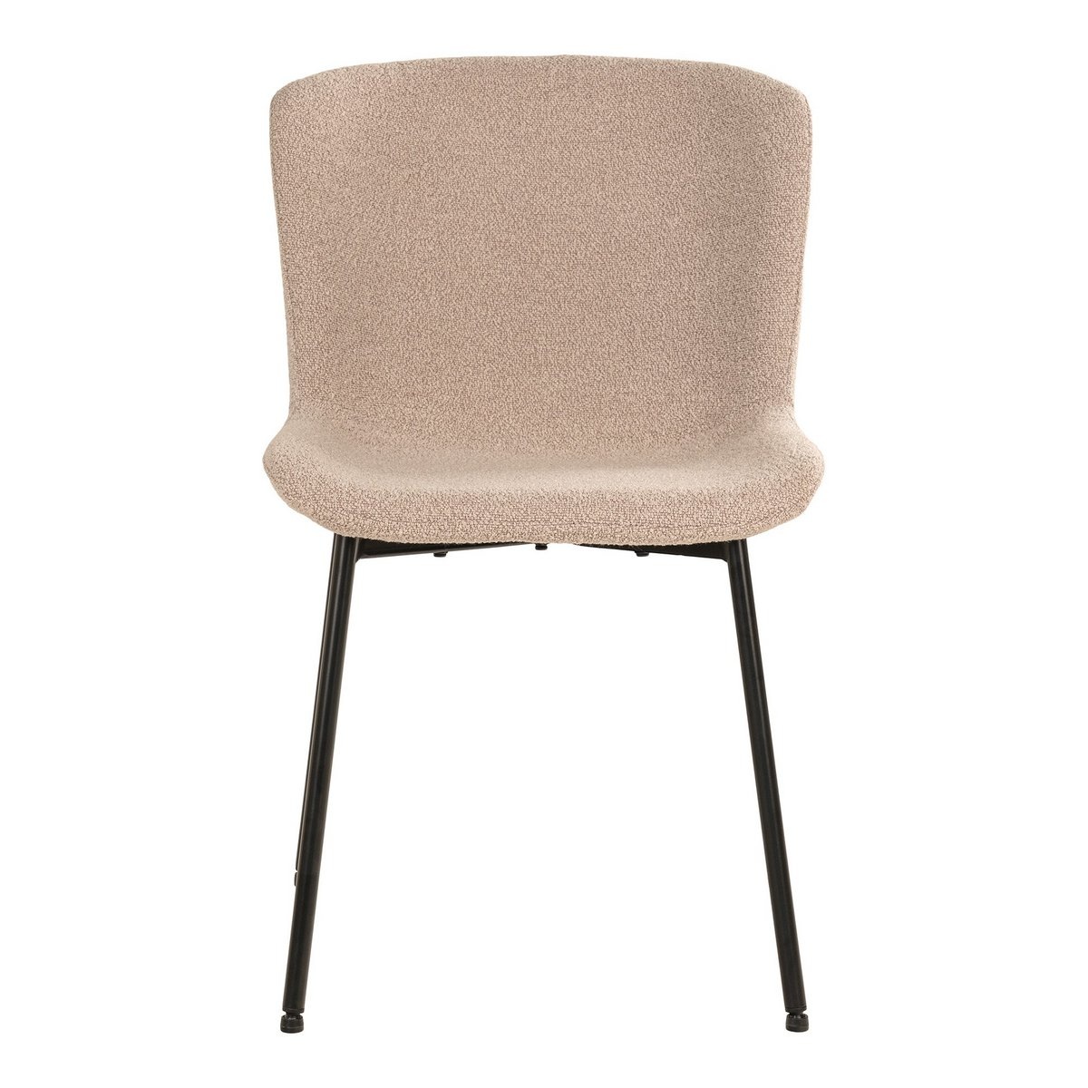 Maceda Dining Chair - Eetkamerstoel in bouclé, beige met zwarte poten