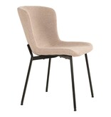Maceda Dining Chair - Eetkamerstoel in bouclé, beige met zwarte poten