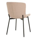 Maceda Dining Chair - Eetkamerstoel in bouclé, beige met zwarte poten