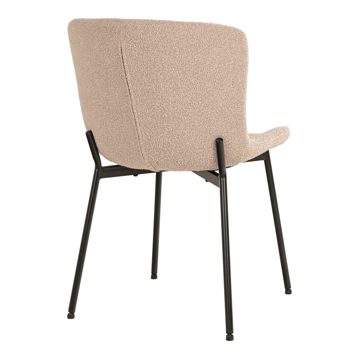 Maceda Dining Chair - Eetkamerstoel in bouclé, beige met zwarte poten