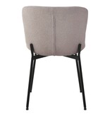 KantoormeubelenPlus Maceda Dining Chair - Eetkamerstoel in bouclé, beige met zwarte poten