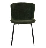 Maceda Dining Chair - Eetkamerstoel in bouclé, donkergroen met zwarte poten