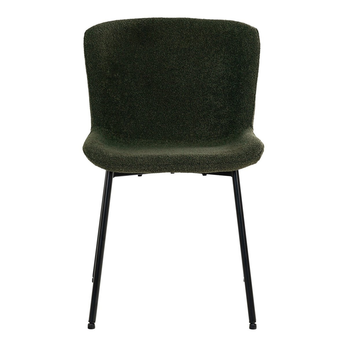 Maceda Dining Chair - Eetkamerstoel in bouclé, donkergroen met zwarte poten