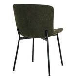 Maceda Dining Chair - Eetkamerstoel in bouclé, donkergroen met zwarte poten