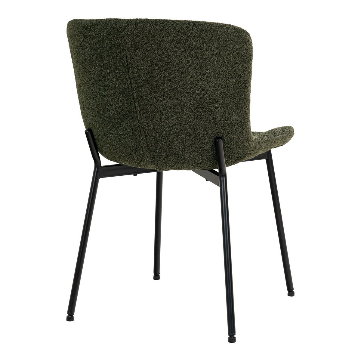 Maceda Dining Chair - Eetkamerstoel in bouclé, donkergroen met zwarte poten