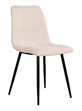 KantoormeubelenPlus Middelfart Dining Chair - Eetkamerstoel in bouclé, wit met zwarte poten, HN1232