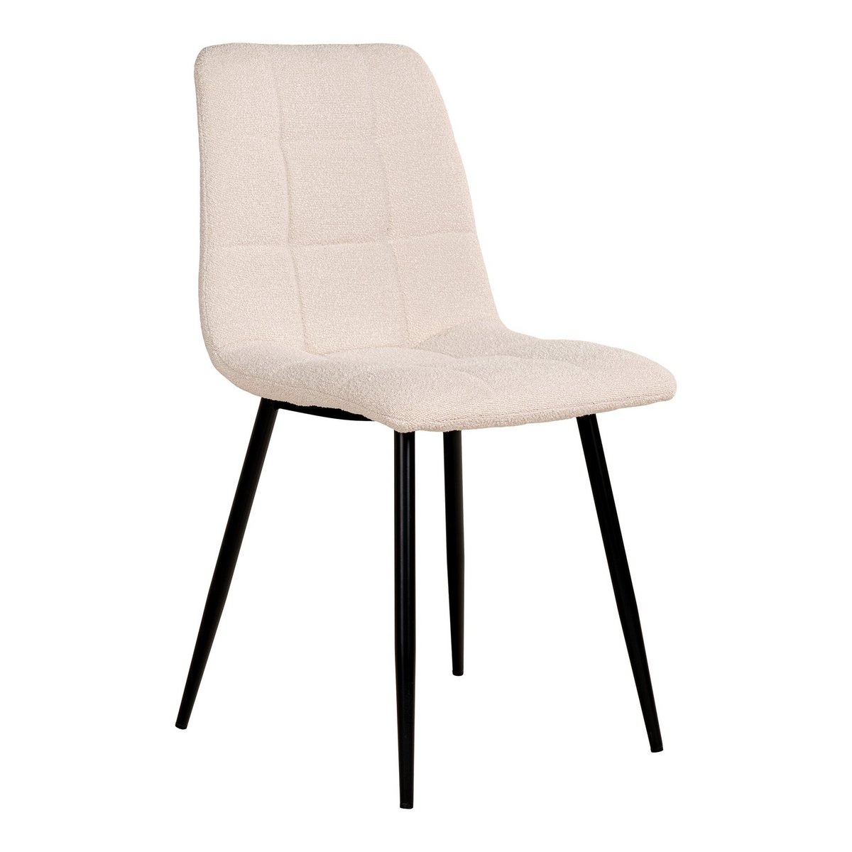 KantoormeubelenPlus Middelfart Dining Chair - Eetkamerstoel in bouclé, wit met zwarte poten, HN1232