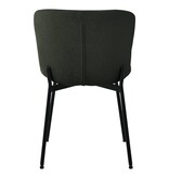 Maceda Dining Chair - Eetkamerstoel in bouclé, donkergroen met zwarte poten