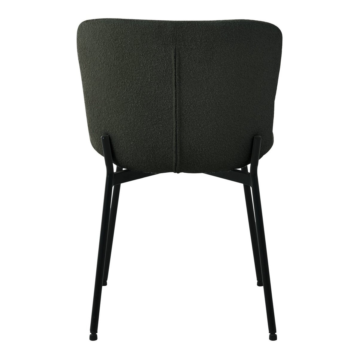 Maceda Dining Chair - Eetkamerstoel in bouclé, donkergroen met zwarte poten