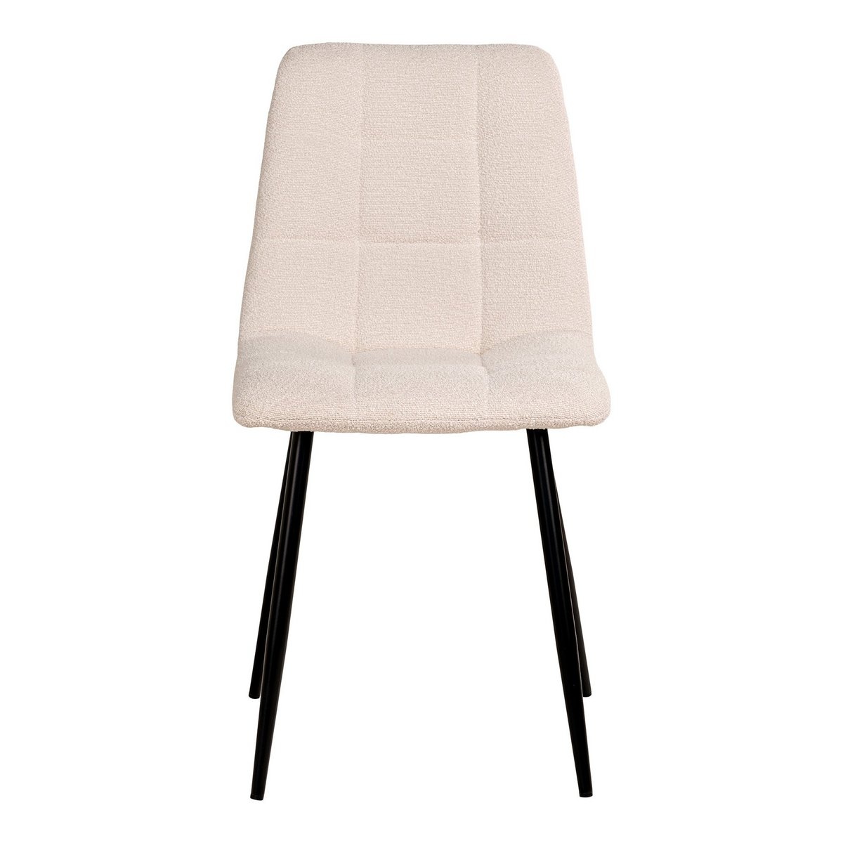 KantoormeubelenPlus Middelfart Dining Chair - Eetkamerstoel in bouclé, wit met zwarte poten, HN1232