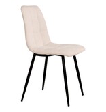 Middelfart Dining Chair - Eetkamerstoel in bouclé, wit met zwarte poten, HN1232