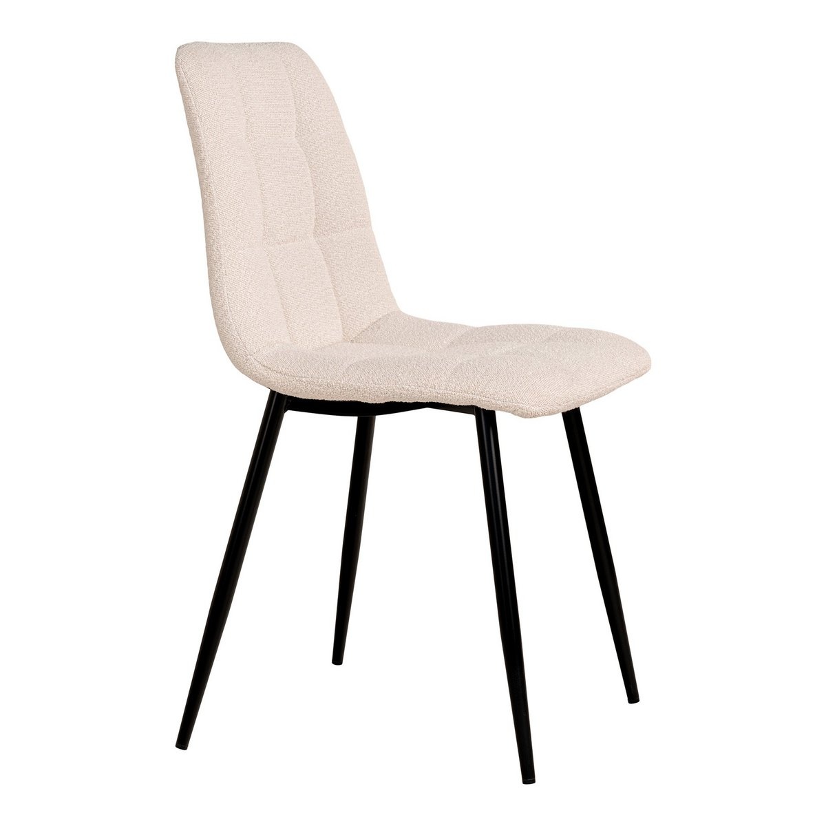 Middelfart Dining Chair - Eetkamerstoel in bouclé, wit met zwarte poten, HN1232