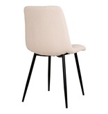 KantoormeubelenPlus Middelfart Dining Chair - Eetkamerstoel in bouclé, wit met zwarte poten, HN1232