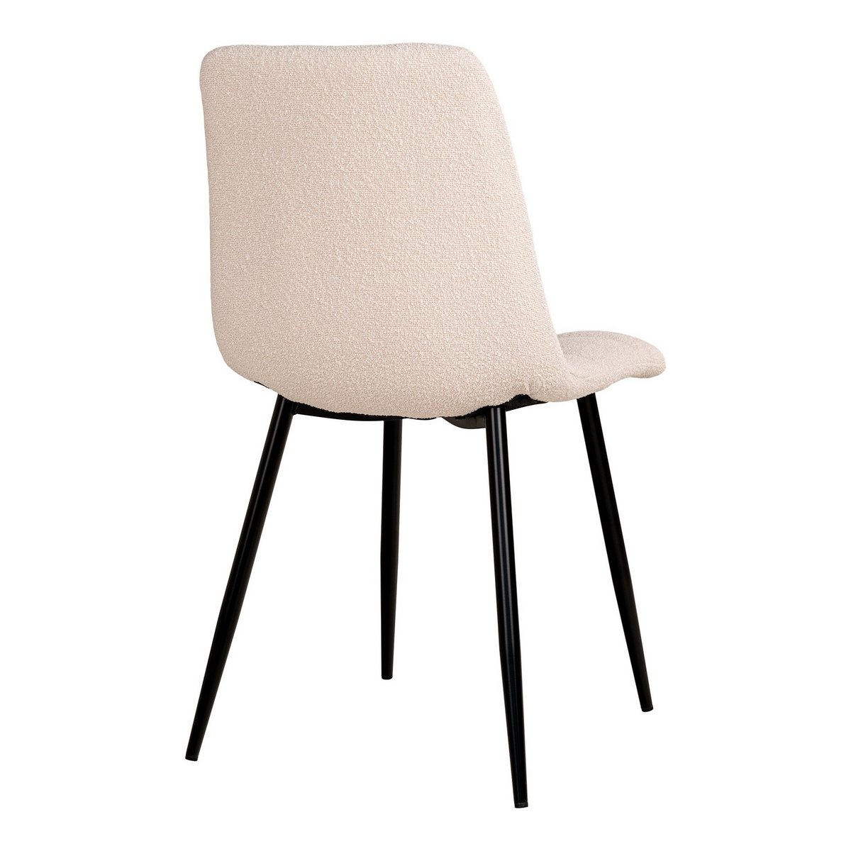 Middelfart Dining Chair - Eetkamerstoel in bouclé, wit met zwarte poten, HN1232