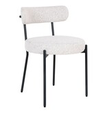 KantoormeubelenPlus Badalona Dining Chair - Eetkamerstoel, wit bouclé met zwarte poten, HN1270