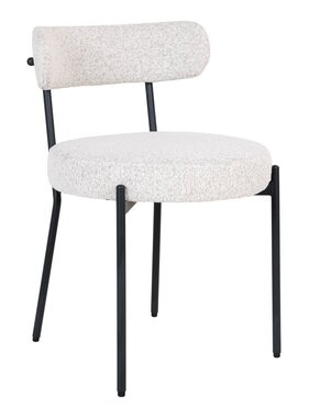 KantoormeubelenPlus Badalona Dining Chair - Eetkamerstoel, wit bouclé met zwarte poten, HN1270
