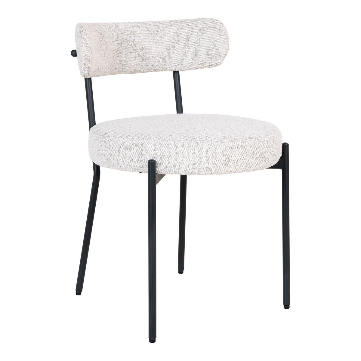 KantoormeubelenPlus Badalona Dining Chair - Eetkamerstoel, wit bouclé met zwarte poten, HN1270