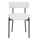 KantoormeubelenPlus Badalona Dining Chair - Eetkamerstoel, wit bouclé met zwarte poten, HN1270