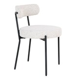 KantoormeubelenPlus Badalona Dining Chair - Eetkamerstoel, wit bouclé met zwarte poten, HN1270